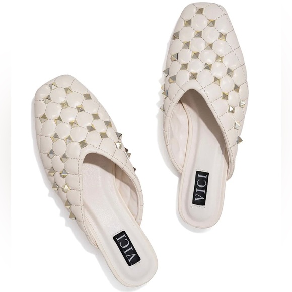 Vici Shoes - VICI Studded Mule Women’s Slip on Shoe in Ivory 8.5
